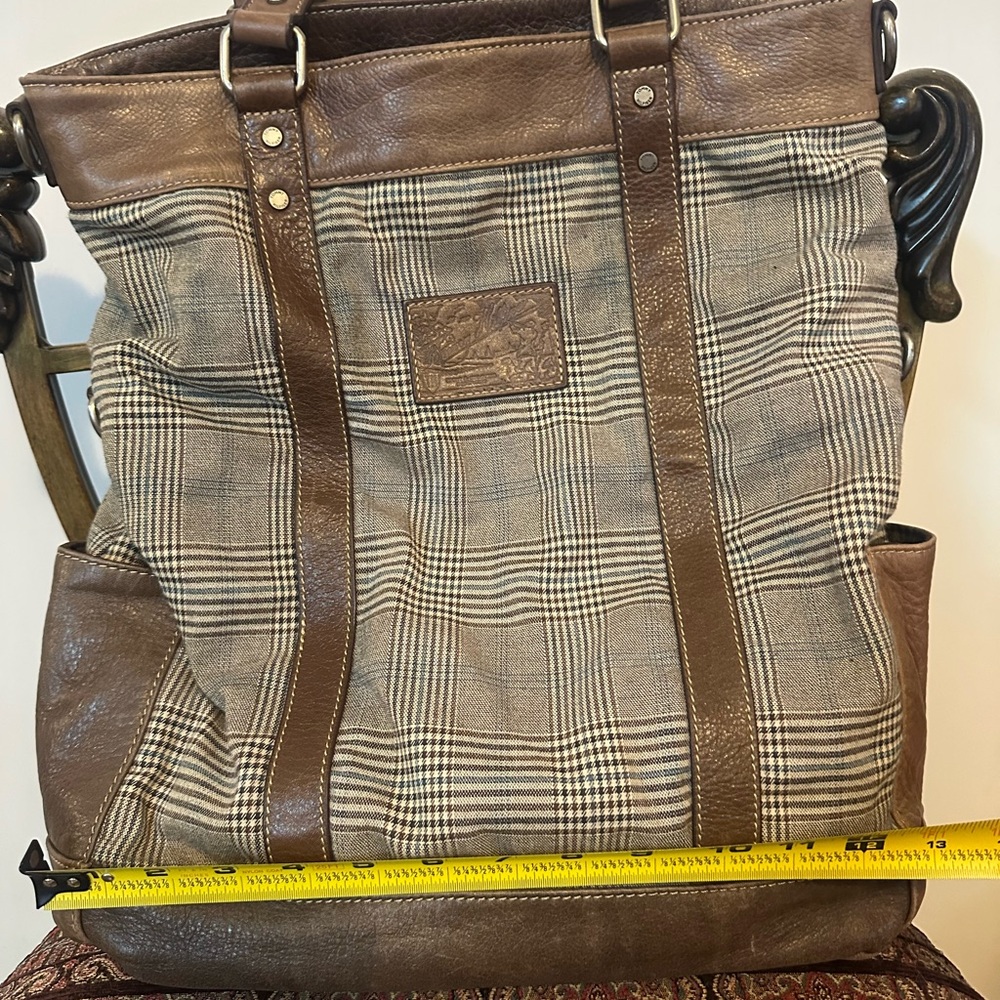 Tommy Hilfiger Brown and Gray Plaid Backpack